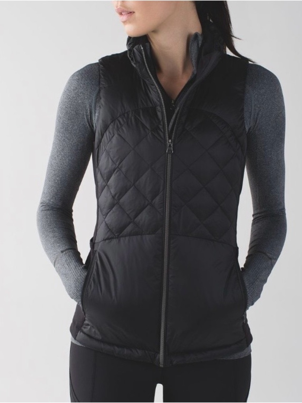 Lululemon Down For A Run Vest Black Size 8 Lightweight Quilted Down Slim Running